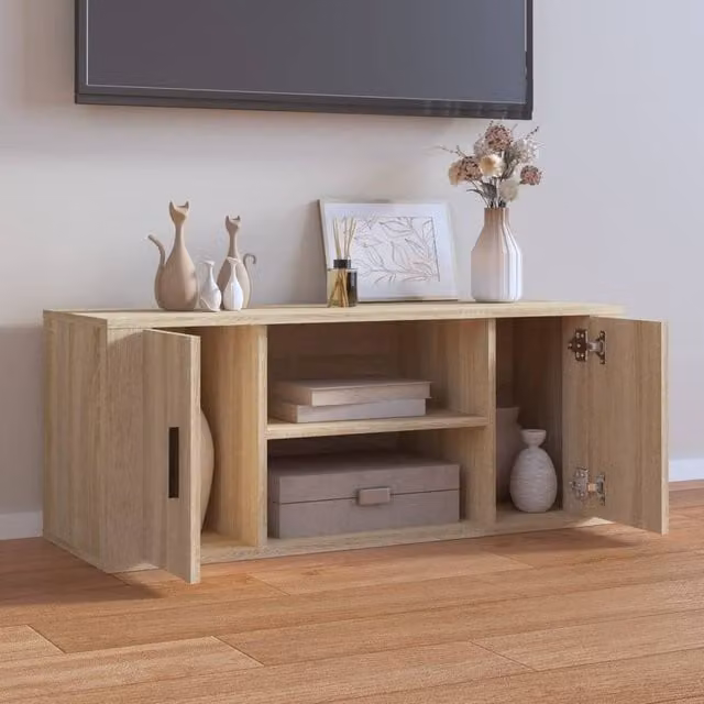 Berkfield Home Modern TV Cabinet in Sonoma Oak, W/D/H: 100 x 35 x 40 cm