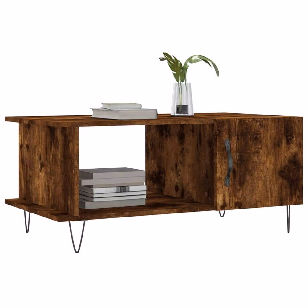 Berkfield Home Smoked Oak Coffee Table in Brown, W/D/H: 90 x 50 x 40 cm – 3