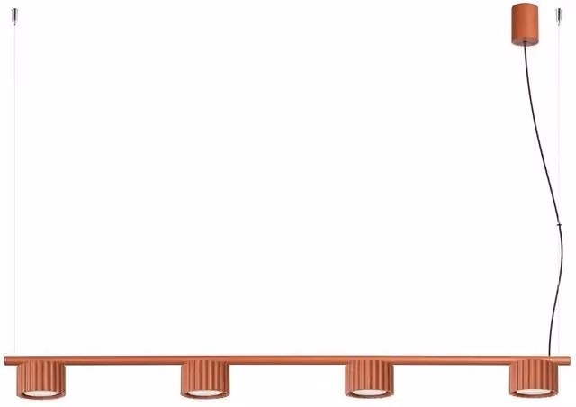 Sollux Lighting minimalist 4-light suspended ceramic bar chandelier in terracotta and white, W/D/H: 208 x 122 x 10 cm – 1