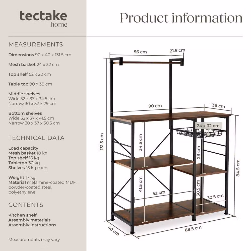 tectake Crawley Shelving Unit in Brown and Black – 5
