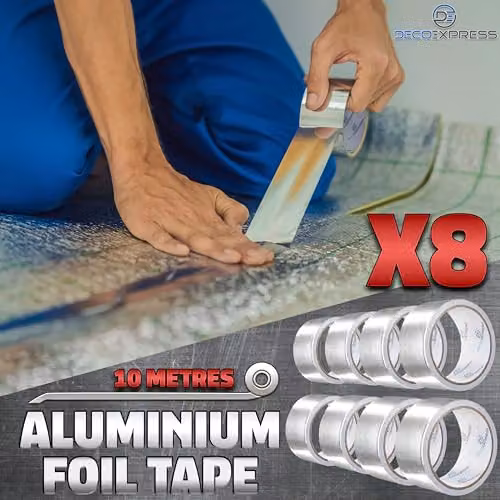 Deco Express Silver Aluminium Foil Insulation Tape, Width: 4.5 cm, 8 Rolls of 10 m – 4