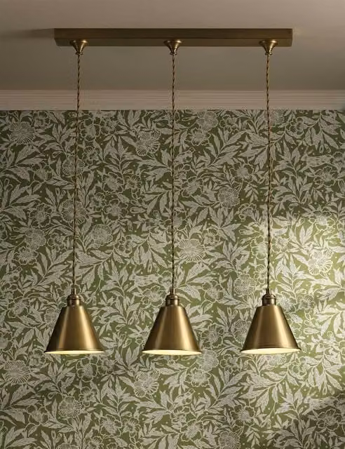 Joules Wollaton 3 Light Metal Bar Pendant Light in Antique Brass