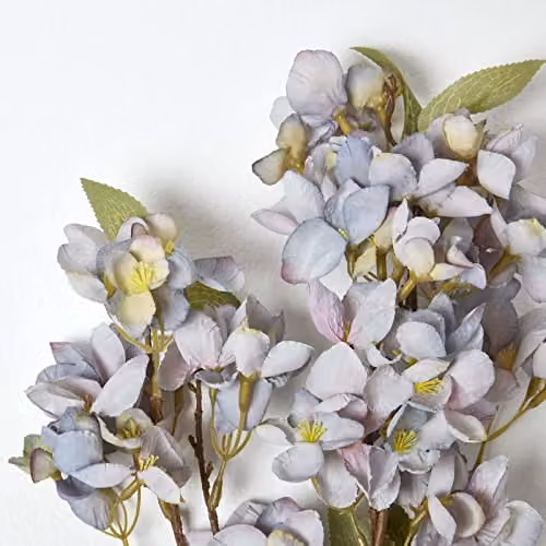 Homescapes Blue and Green Artificial Orchard Blossom Single Stem Textile Flower, 64 cm – 2