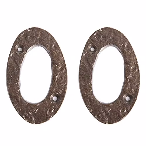 Hammer and Tongs Rustic Iron Number 0 in Grey, Pack of 2, Height: 8.0 cm – 2