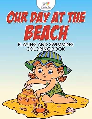 Kreative Kids Our Day at the Beach Playing and Swimming Colouring Book for Children, Multicolour