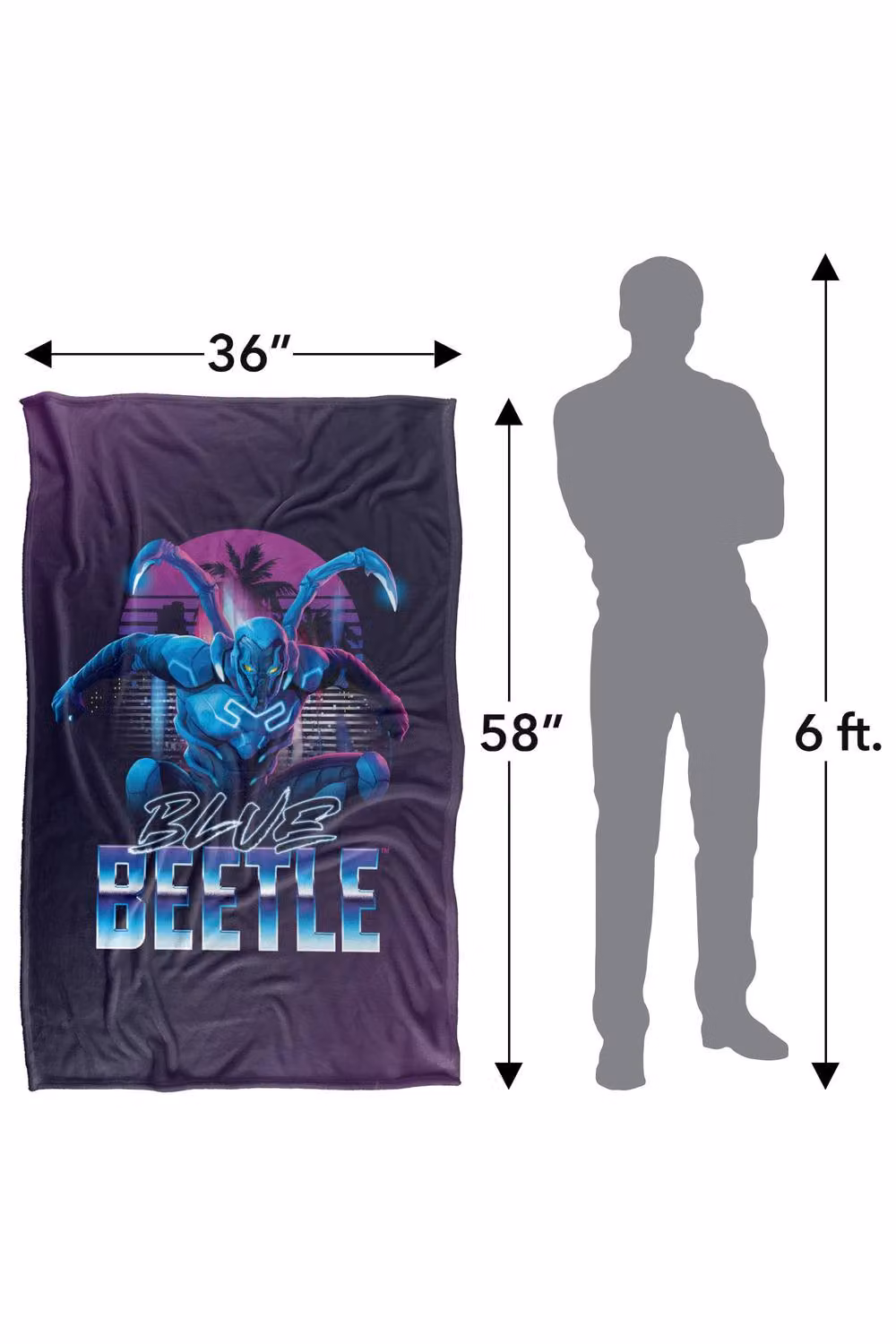 Warner Bros. Blue Beetle 2023 City Protector Silky Touch Super Soft Fleece Throw Blanket, Blue and Multicolour, W: 91 cm, D: 147 cm – 8