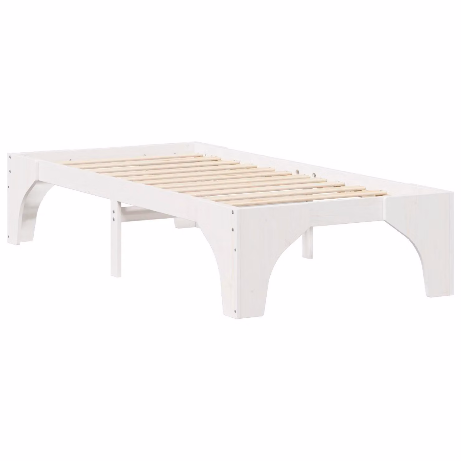 Berkfield Home White Solid Pine Wood Floor Bed Frame W: 90 cm, L: 190 cm – 2