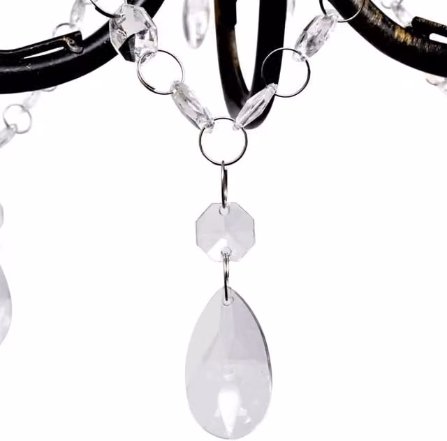 Berkfield Home Art Nouveau Style Black Chandelier with Crystal Beads and 3 x E14 Bulbs