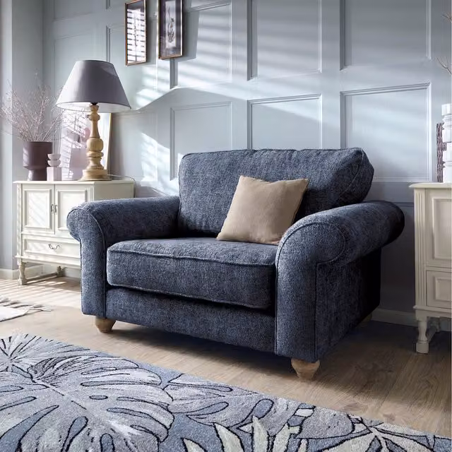 Abakus Direct Ingrid Collection Cuddle Chair in Dark Blue Fabric