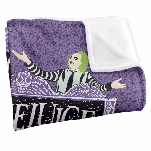 Beetlejuice Logo Silky Touch Super Soft Fleece Throw Blanket, White, W/D/H: 152 x 127 cm – 3