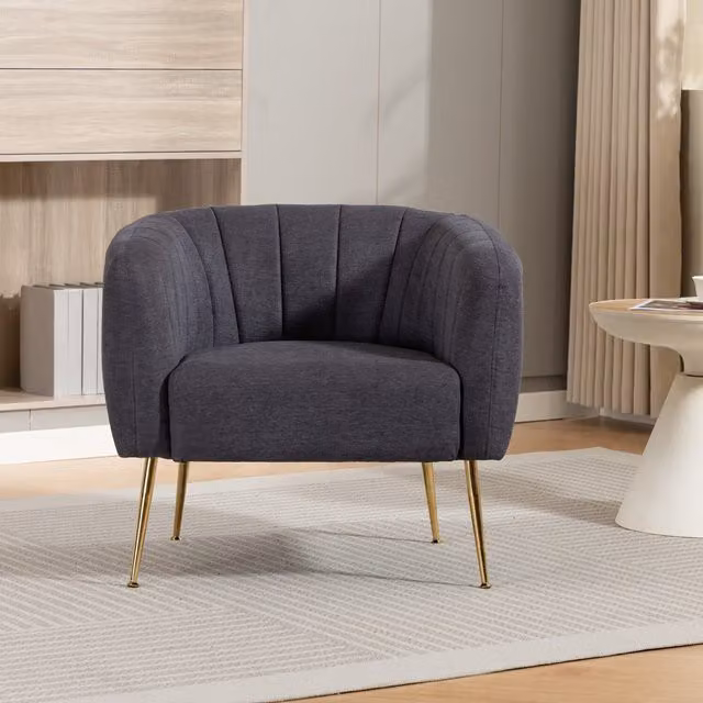 Artemis Home Stanton Accent Chair in Charcoal Grey Fabric with Solid Wood Frame