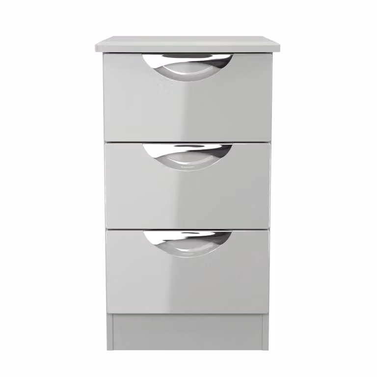 2 U Holborn 3 Drawer Bedside Cabinet in Mid Grey