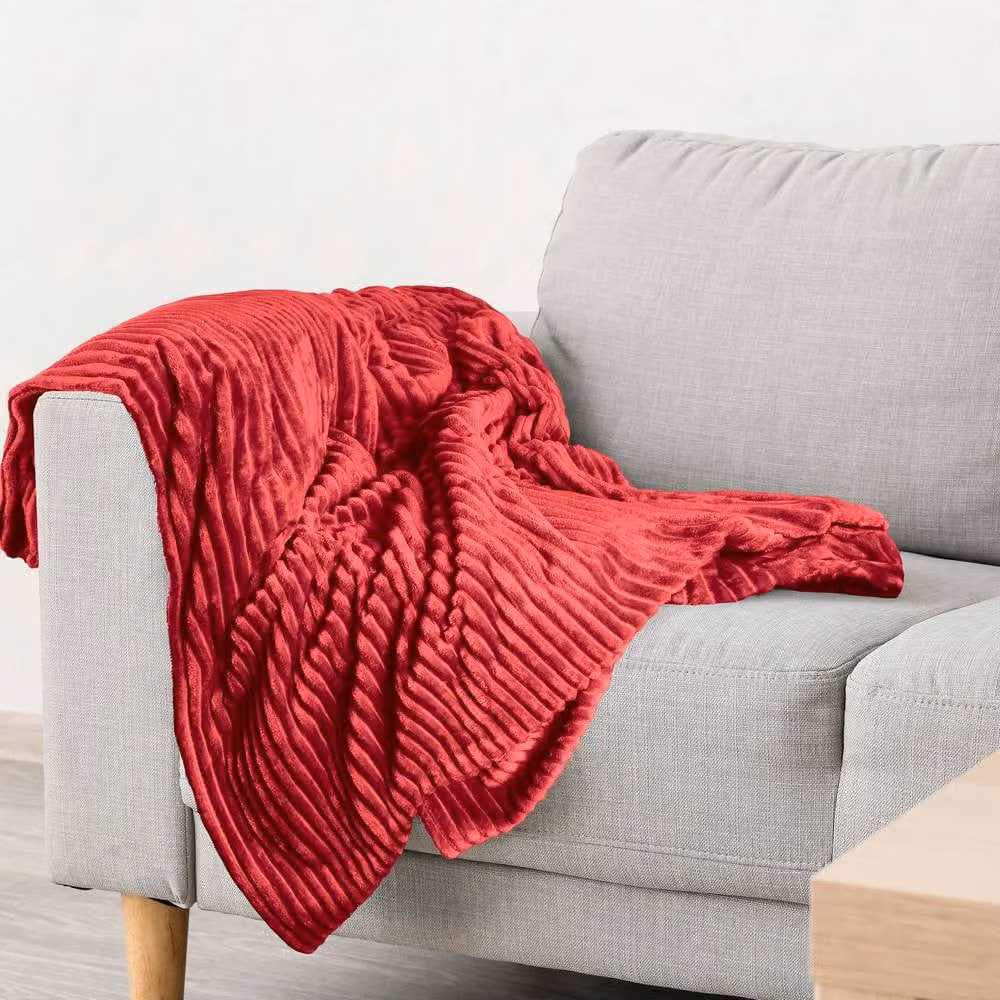 New Edge Blinds Dahlia Red Fleece Throw, W: 140 cm, L: 180 cm – 3