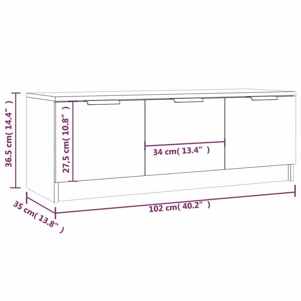 Berkfield Home White Modern TV Cabinet in Engineered Wood W/D/H: 102 x 35 x 36.5 cm – 2