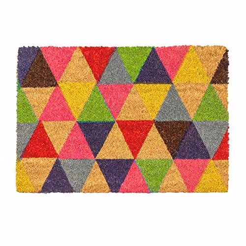 Nicola Spring Triangle Coir Door Mat, Brown and Multicolour, W: 60 cm, D: 40 cm – 1