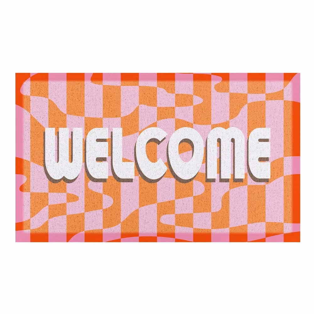 Artsy Mats Elizabeth Olwen Welcome Wavey Indoor/Outdoor Doormat, Pink, W: 70 cm, D: 40 cm – 2