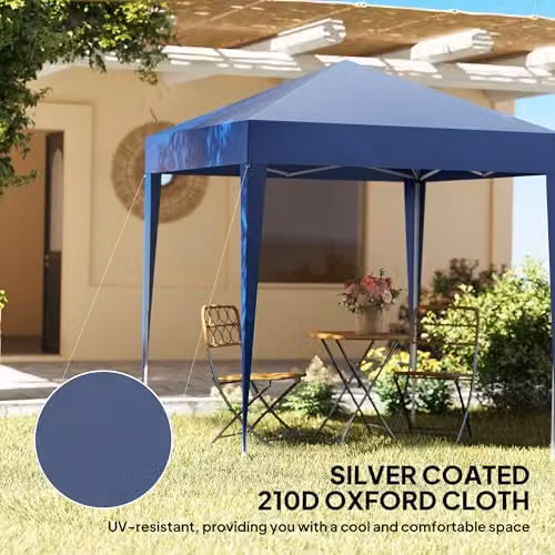 Outsunny Blue Pop Up Garden Gazebo Party Tent Marquee with Windows, W: 200 cm, D: 200 cm, H: 240 cm – 4