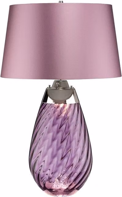 Loops Table Lamp with Plum Tinted Glass and Heather Shade including LED E27 60W Bulb