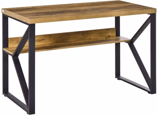 Rolipo Computer Desk with Storage Shelf in Brown, W: 120 cm, D: 60 cm