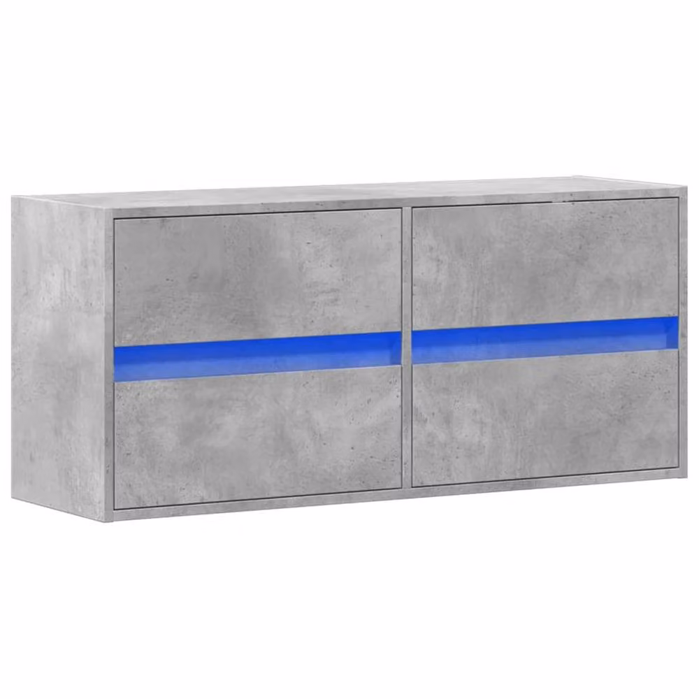 Berkfield Home Modern TV Wall Cabinet with LED Lights in Concrete Grey, W/D/H: 100 x 31 x 45 cm – 2