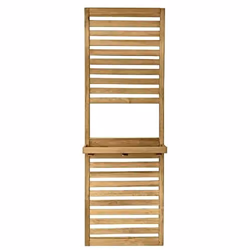 Forest Garden Rustic Brown Slatted Wood Wall Planter with 1 Shelf, H: 180 cm, W: 60 cm, D: 18 cm