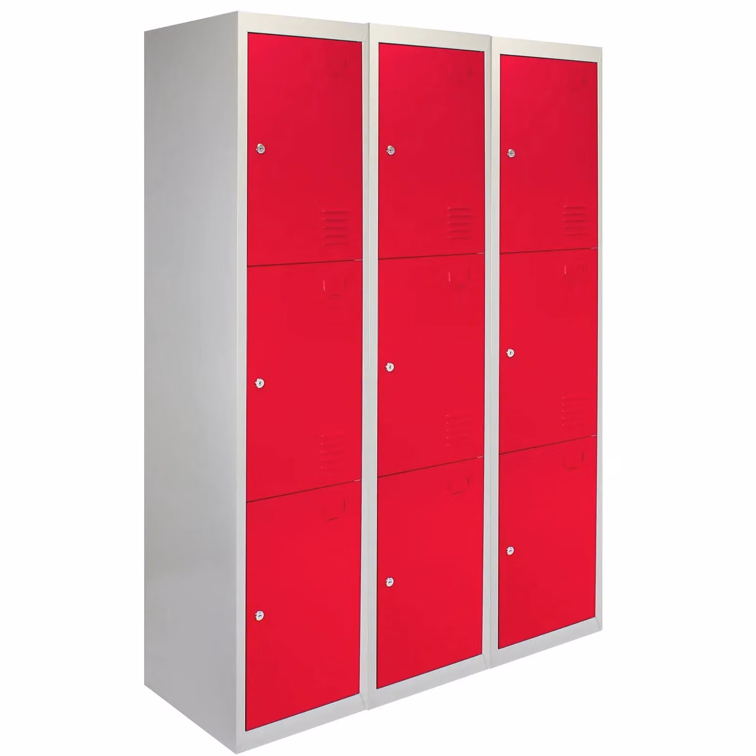Monstershop Metal Storage Lockers with Three Hinged Doors, Red, H 180 x W 45 x D 38 cm – 2
