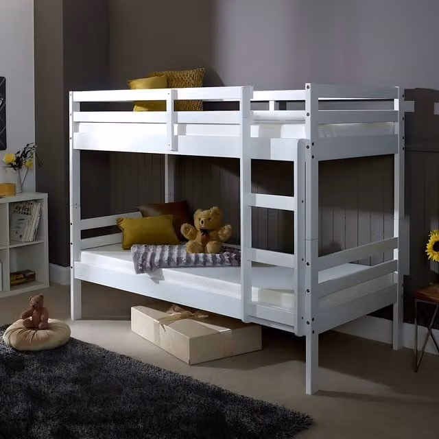 CAPTAINS TM Durham Single Wooden Bunk Bed Frame in White