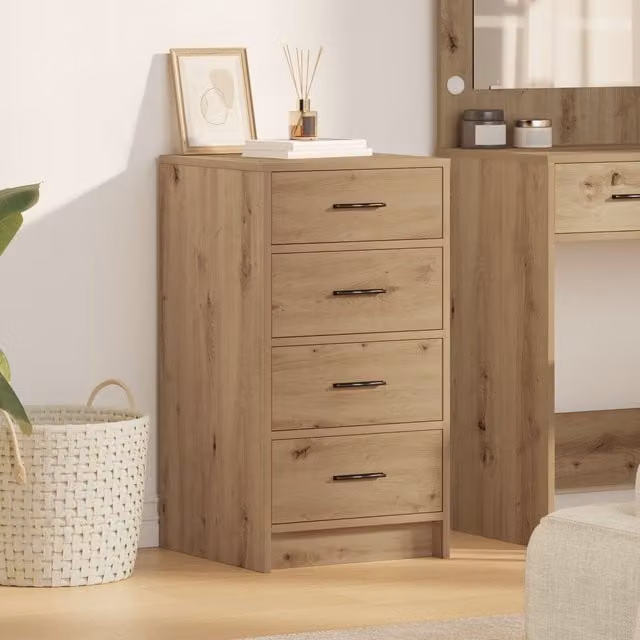 Berkfield Home Artisan Oak Sideboard in Brown, W/D/H: 40 x 41 x 75 cm – 1