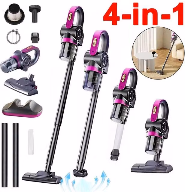 Nordara 4-in-1 Cordless Stick Handheld Bagless Vacuum Cleaner in Grey and Multicolour, Pet Hair Compatible, H 100 cm x W 15 cm x D 15 cm – 1