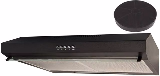 SIA Black Slim Visor Under Cabinet Cooker Hood with Activated Carbon Filter, W: 60 cm – 1