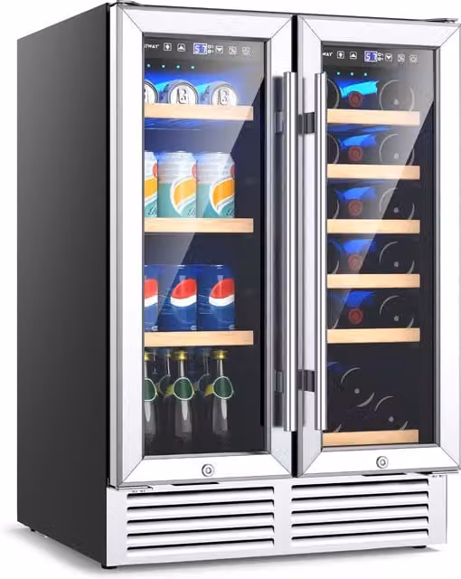Costway 2-in-1 Freestanding Beverage Fridge Cellar with Compressor in Silver