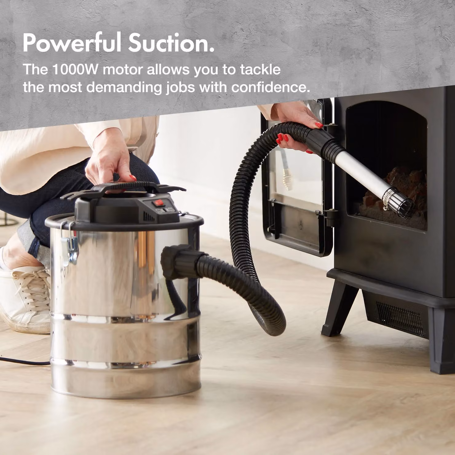 VonHaus 15L 1000W Ash Vacuum Cleaner in Silver and Black – 2