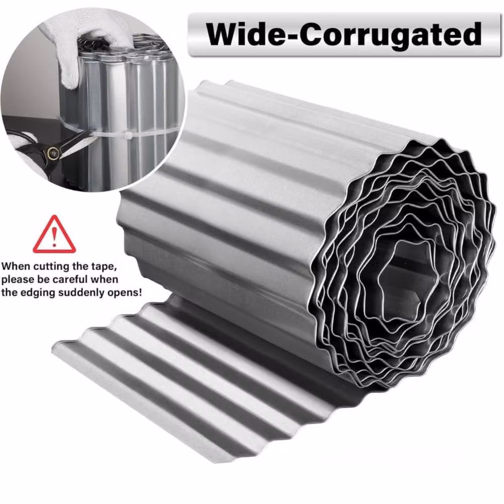 Trendi Heavy Duty Galvanised Steel Lawn Edging, 10m, Silver – 3
