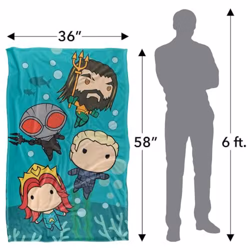 LOGOVISION Aquaman and the Lost Kingdom Chibi Action Super Soft Fleece Throw Blanket, Multicolour, W: 91 cm, D: 147 cm – 4