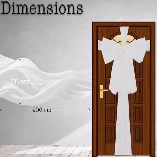 SHATCHI White Giant Christmas Door Bow, 9m Textile Decoration for Weddings, Parties and Home Decor – 3