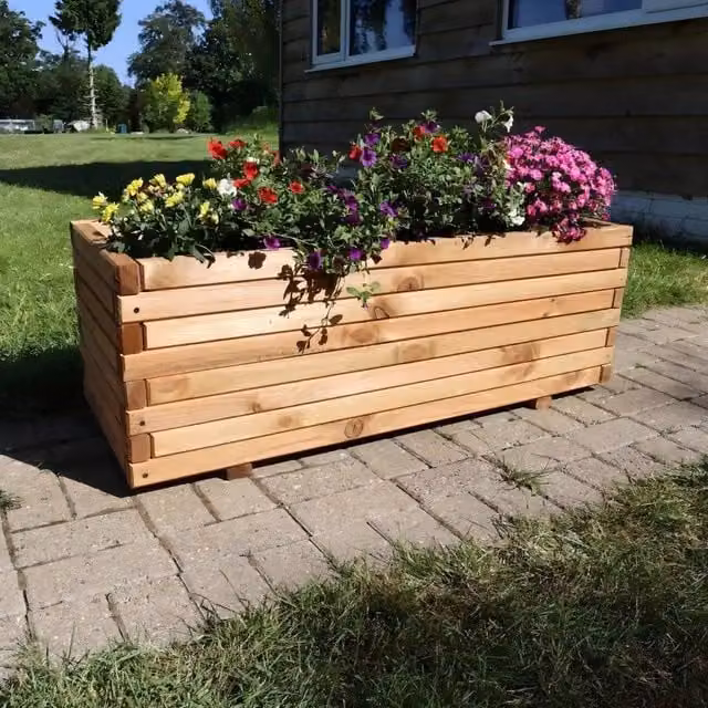 Access Garden Products Pine Raised Trough Planter in Brown, W: 120 cm, D: 40 cm, H: 40 cm