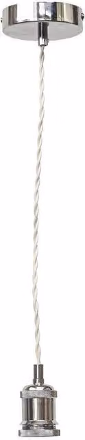 First Choice Lighting Retro Polished Chrome Ceiling Pendant Flex Kit for E27 LED Shades in Silver
