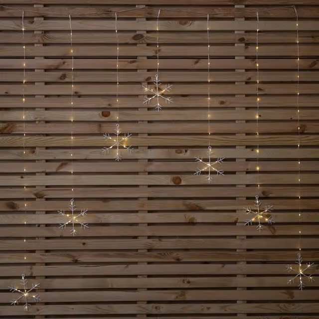 Samuel ALEXANDER Snowflake Christmas Curtain Lights, White and Silver, W/D/H: 120 x 16 cm