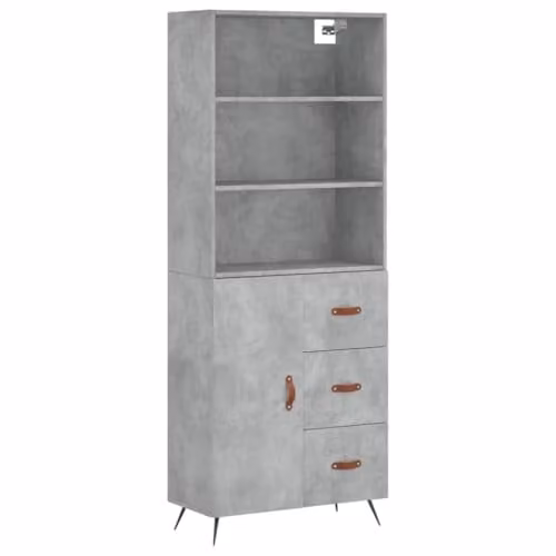 vidaXL Industrial Highboard in Concrete Grey, W/D/H: 69.5 x 34 x 180 cm – 1