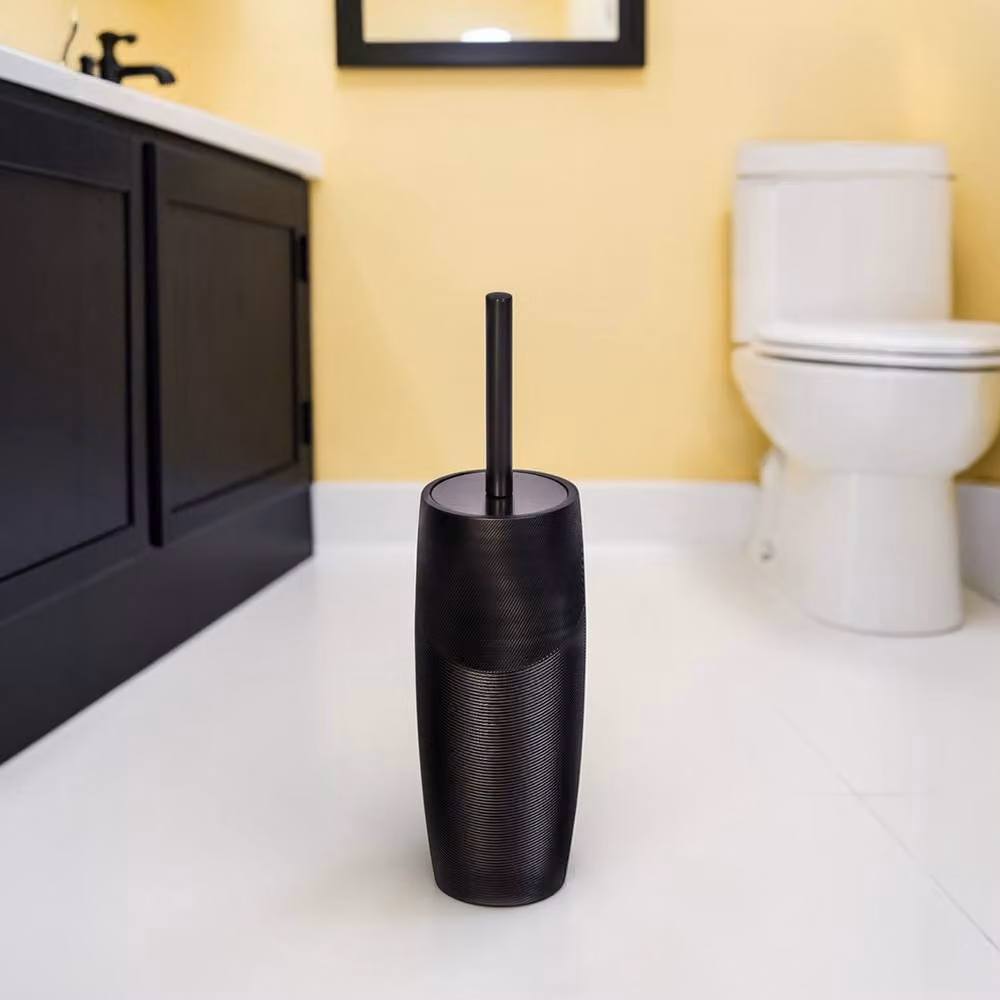 Showerdrape Ripple Textured 4 Piece Black Bathroom Accessory Set including Soap Dispenser, Soap Dish, Toothbrush Holder and Toilet Brush – 2