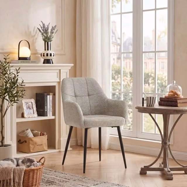 SONARA Modern Single Dining Chair in Brown Chenille Fabric