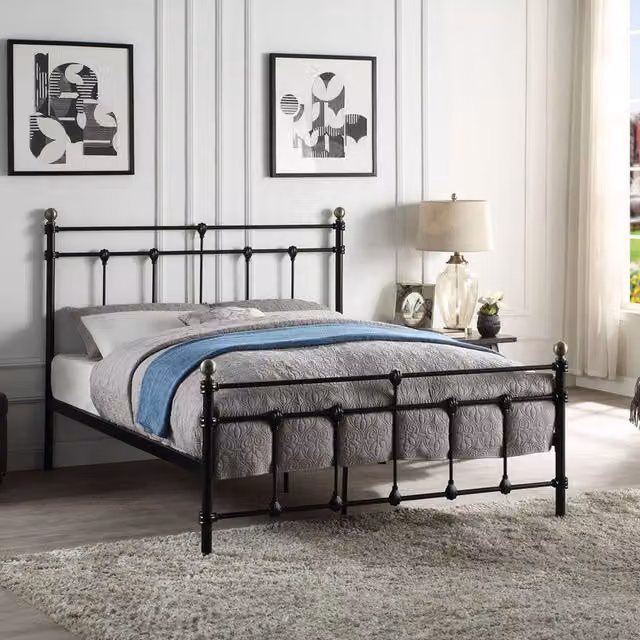 SlumberWorx Classic Metal Bed Frame in Black, W/D/H: 140 x 200 cm