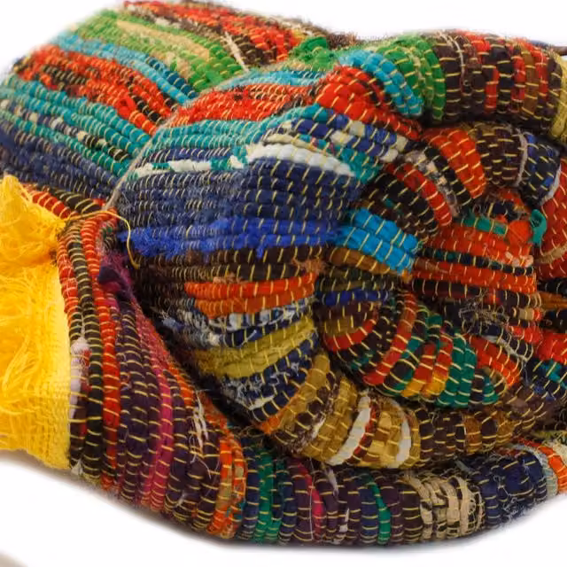 KDMK Yellow Patchwork Luxury Rag Rug in Multi Colour