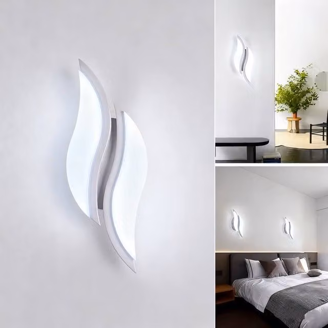 COMELY 12W LED Acrylic Leaf Shaped Sconce Wall Light in White with 6500K Cool White Light