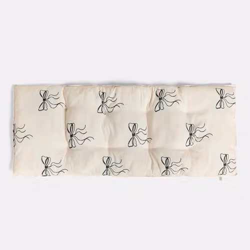 OHS Bow Print 2 Seater Outdoor Bench Cushion in Black and White, W/D/H: 110 x 40 x 40 cm – 1