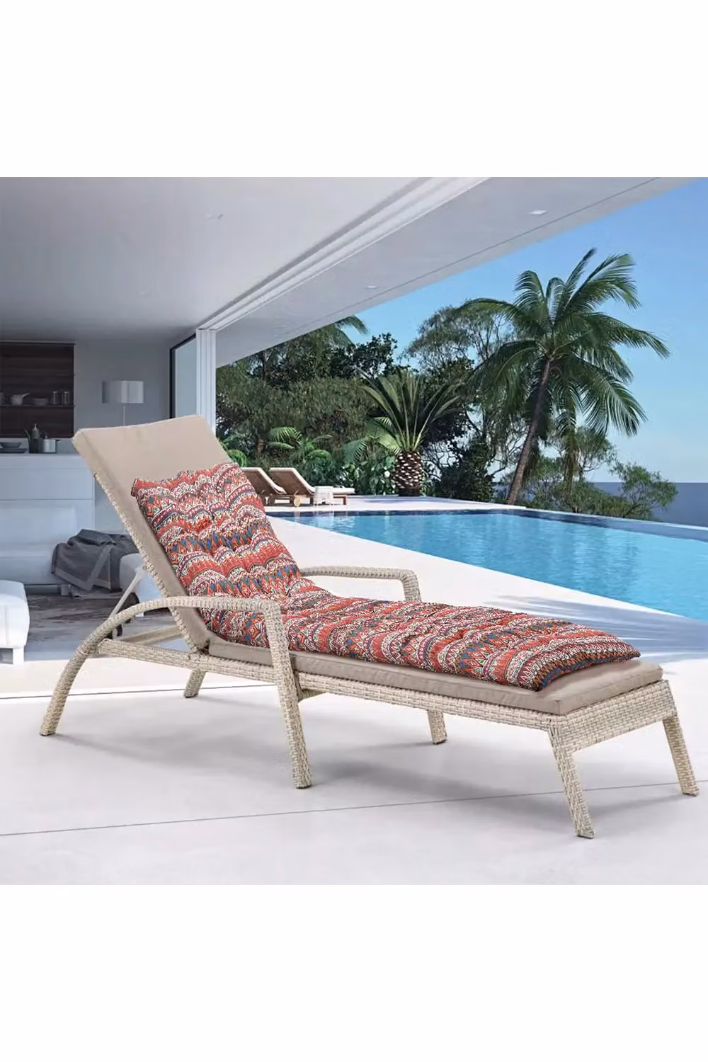 Living and Home Red Ethnic Print Button Tufted Cotton Lounge Cushion, W: 50 cm, L: 160 cm – 2