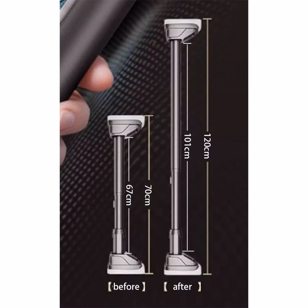 Kelvenix No Drill Telescopic Carbon Steel Clothes Curtain Rod in Black, 100 cm - 150 cm – 2