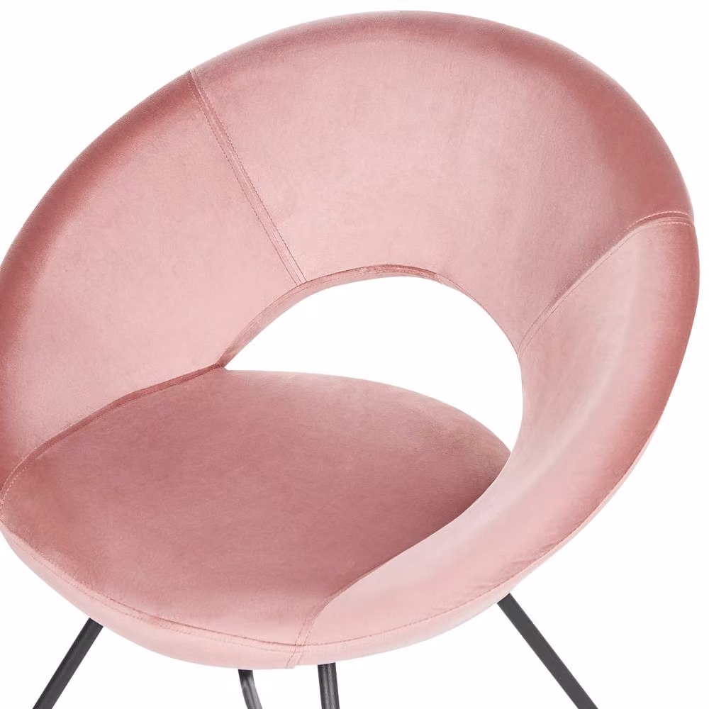 Wyld and Coco Living Pink Velvet Tufted Armless Accent Chair with Metal Cross Base – 3