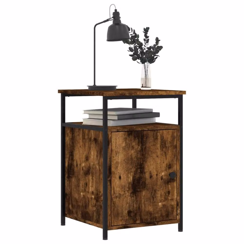 Berkfield Home Set of 2 Durable Bedside Cabinets in Smoked Oak Brown, W/D/H: 40 x 42 x 60 cm – 4