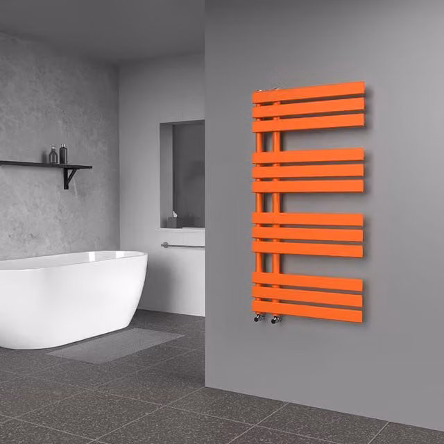 Lux Heat Open Flat Coloured Towel Radiator in Sunburst Orange, H 118 cm x W 60 cm